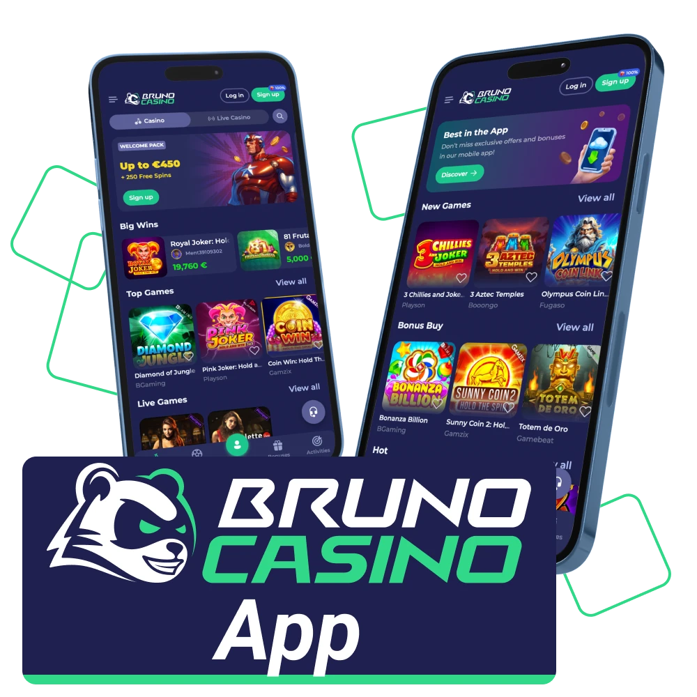 Download de Bruno Casino online casino app op je telefoon en speel waar je maar wilt.