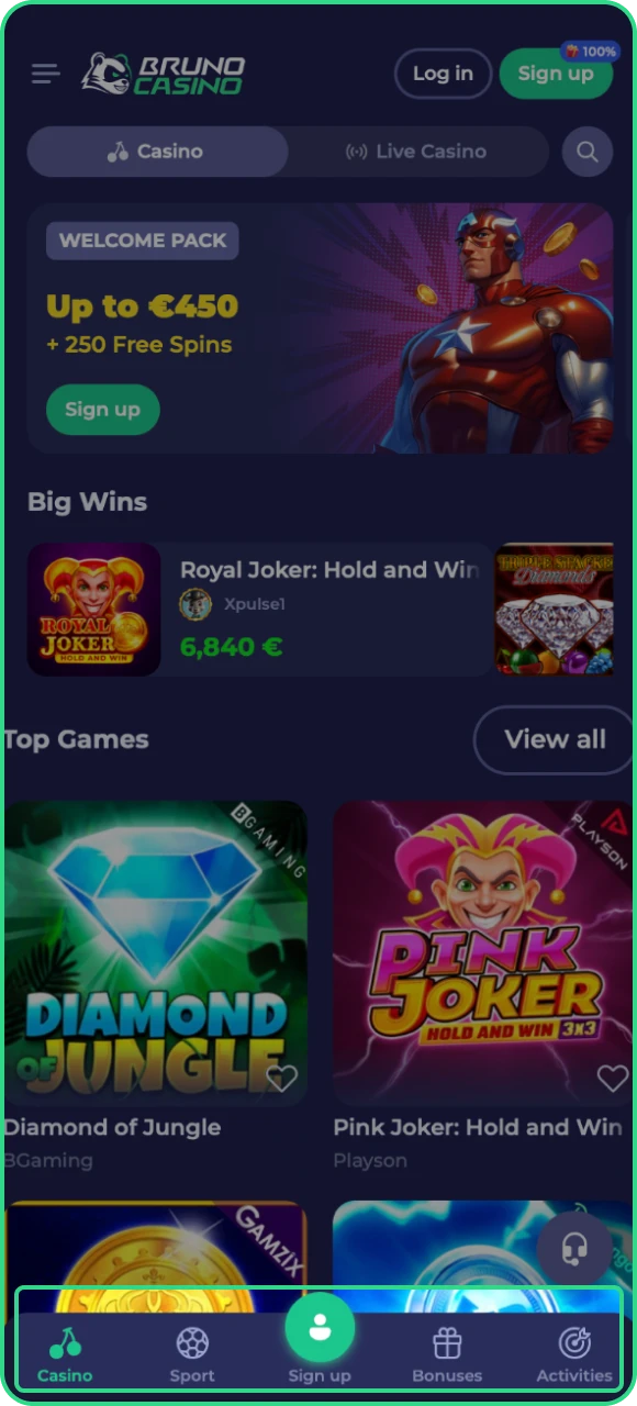 Navigatiestructuur De app heeft een goed georganiseerde lay-out met duidelijke secties voor games, promoties en accountinstellingen, wat zorgt voor soepele overgangen tussen pagina’s.