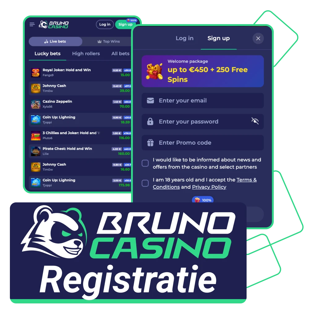 Registreer u bij Bruno Casino online casino en krijg toegang tot spellen en sportweddenschappen.