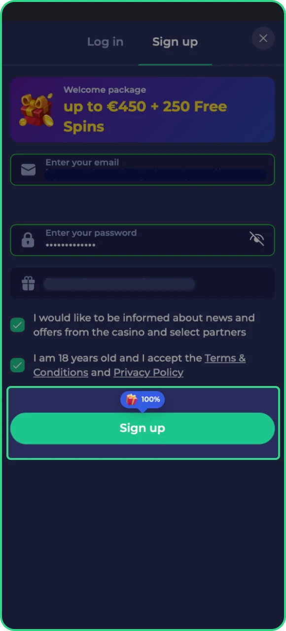 Voltooi uw registratie bij Bruno Casino online casino en doe uw eerste storting.